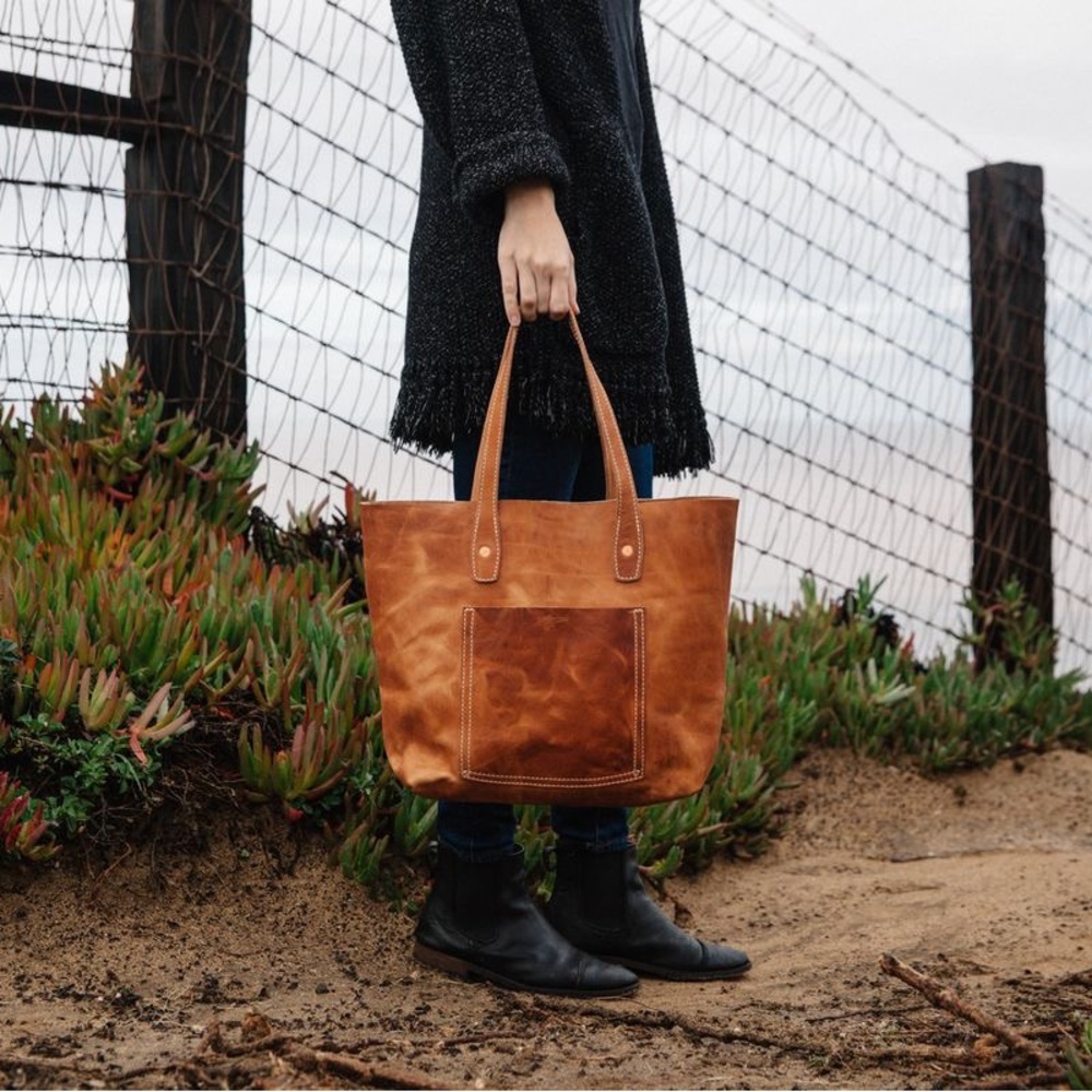 Loyal Stricklin Julia Leather Tote Tobacco